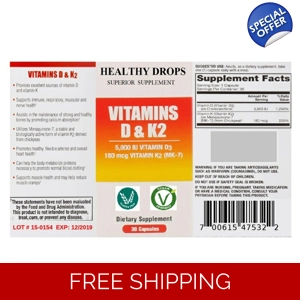 Vitamin D3 and K2 MK7 60 Count